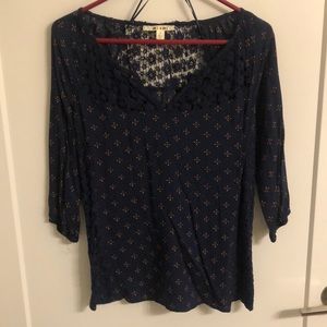 Blue 3/4 sleeves blouse